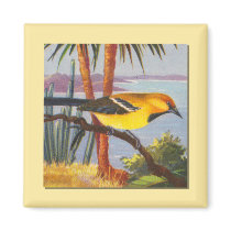 Vintage Bird Square Magnet by Vintage_Gifts Vintage Bird Square Magnet