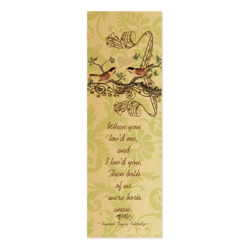 Vintage Bird Wedding Tags Business Card (front side)
