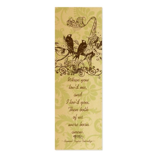 Vintage Bird Wedding Tags Business Card (front side)