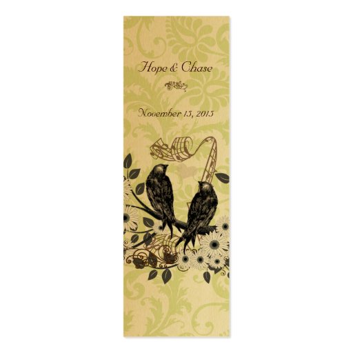 Vintage Bird Wedding Tags Business Card Templates (back side)