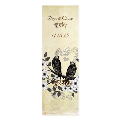 Customizable Vintage Bird Wedding Tags Business Cards