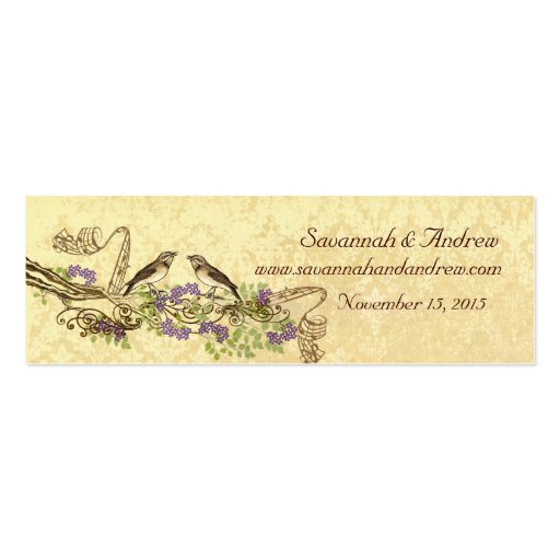 Vintage Bird Wedding Tags or Insert Website Cards Business Card Template (back side)