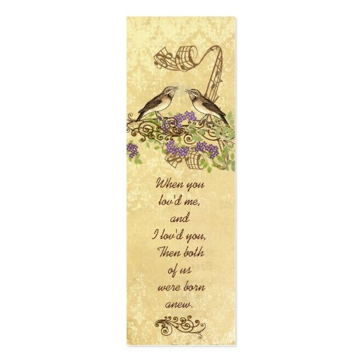 Vintage Bird Wedding Tags or Insert Website Cards Business Card Template (front side)