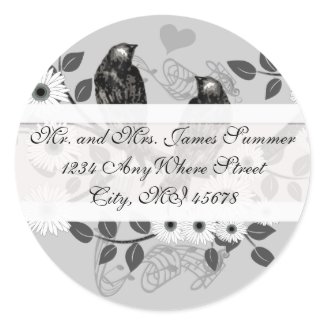 Vintage Bird White Flower Wedding Return Address sticker