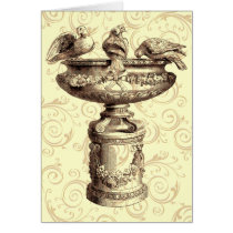 Vintage Birdbath Card