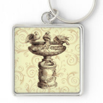 Vintage Birdbath Key Chains