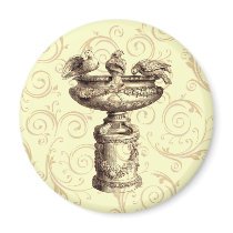 Vintage Birdbath Fridge Magnets