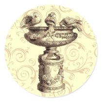 Vintage Birdbath Round Sticker