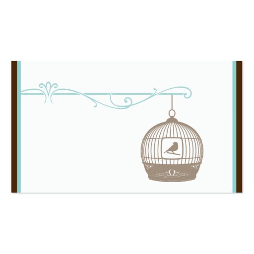 Vintage Birdcage in Brown Aqua Wedding Place Cards Business Card Template (back side)