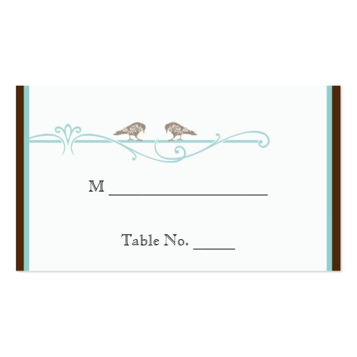 Vintage Birdcage in Brown Aqua Wedding Place Cards Business Card Template (front side)