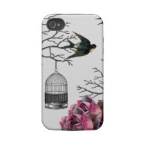 Vintage Birdcage Roses Swallow Case Tough Iphone 4 Case