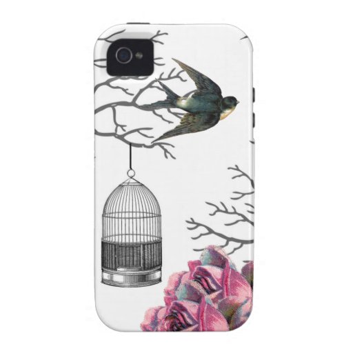 Vintage Birdcage Roses Swallow Case iPhone 4/4S Case