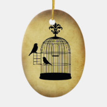 vintage birdcage stamp. christmas tree ornaments