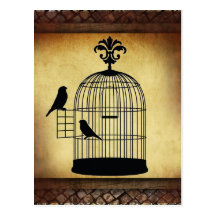 vintage birdcage stamp. post cards