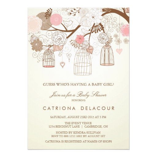 VINTAGE BIRDCAGES FLORAL BABY SHOWER INVITATION