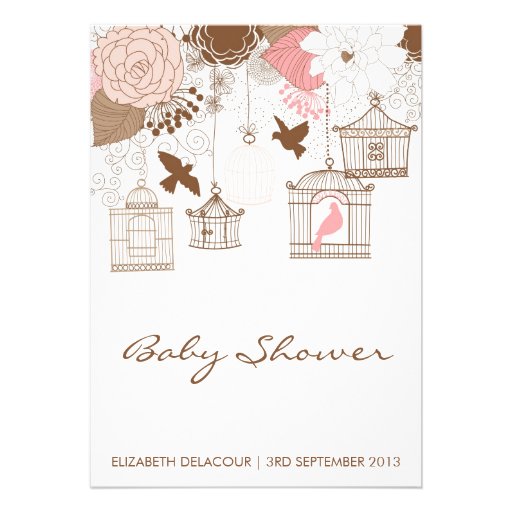 Vintage Birdcages & Flowers Baby Shower Invitation