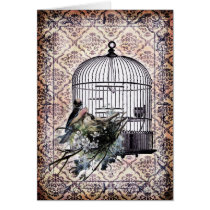 Vintage Birds and Birdcage Card