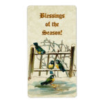 Vintage Birds and Branches Season's Blessings CH09 Custom Shipping Labels