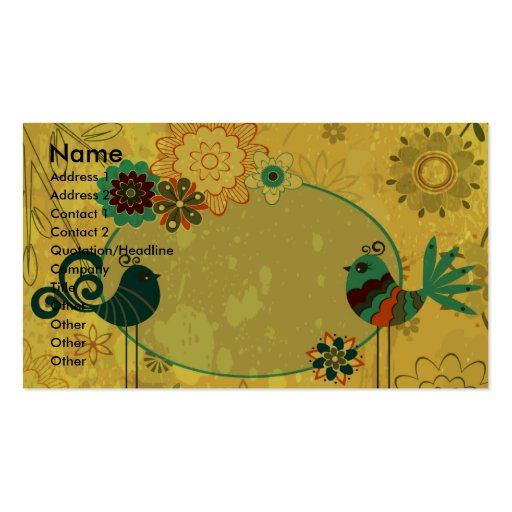 vintage birds and floral design business card (front side)