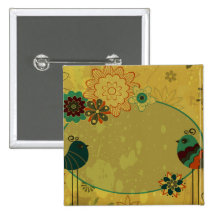vintage birds and floral design buttons