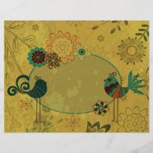 vintage birds and floral design flyer design