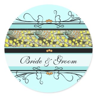 Vintage Birds Art Nourveau Wedding Stickers sticker