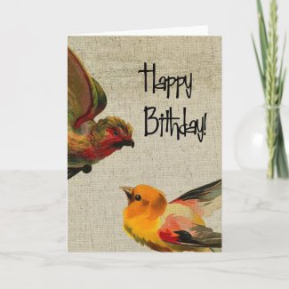Vintage Birds Birthday Cards