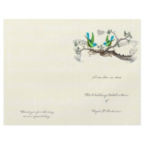 Vintage Birds Blue & Green Wedding Program Flyers