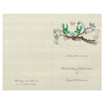 Vintage Birds Blue & Green Wedding Program Personalized Flyer
