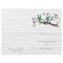 Vintage Birds Blue & Green Wedding Program Flyers