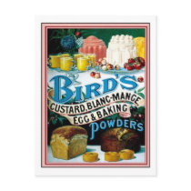 Vintage Birds Custard, Blanc-Mange Egg & Baking Po Post Card