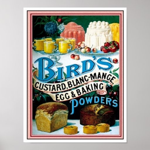 Vintage Birds Custard, Blanc-Mange Egg & Baking Po Poster
