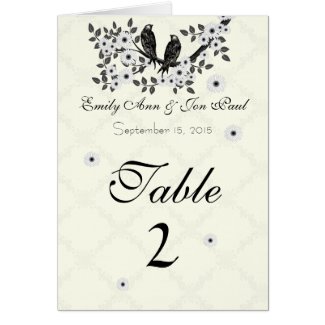 Vintage Birds Daisies Wedding Table Number Cards card