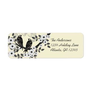 Vintage Birds Daisy Flowers Address Labels label