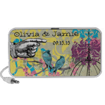 Vintage Birds Damask Art Nouveau Bird Cage Mp3 Speaker
