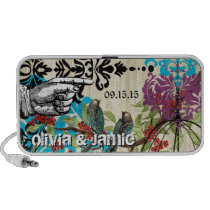 Vintage Birds Damask Art Nouveau Bird Cage Ipod Speakers