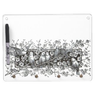 Vintage Birds Dry Erase Board