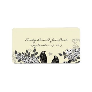 Vintage Birds Flowering Branch label
