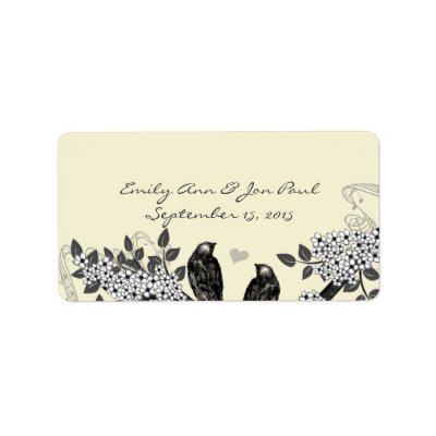 Vintage Birds Flowering Branch Custom Address Labels