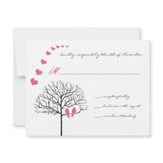 Vintage Birds Honeysuckle Pink Wedding Invite invitation