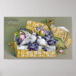 Vintage Birds in a Basket posters