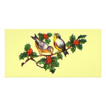 Vintage Birds in Holly Photo Card Template