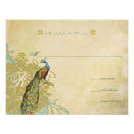 Vintage Birds Lagoon Endive Aged Damask RSVP Invitations