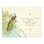 Vintage Birds Lagoon Endive Damask Reception Card Announcements