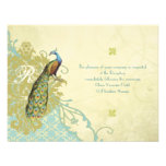 Vintage Birds Lagoon Endive Damask Reception Card Custom Invites