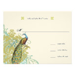 Vintage Birds Lagoon Endive Damask Wedding RSVP Custom Announcements