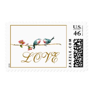 Vintage Birds Love Postage Stamps