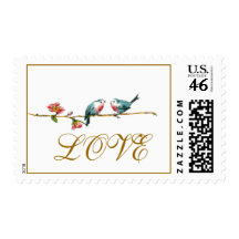 Vintage Birds Love Postage Stamps