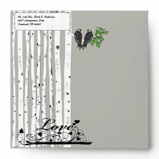 Vintage Birds Love Wedding Square Envelopes envelope