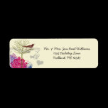 Vintage Birds Musical Bright Raspberry Damask